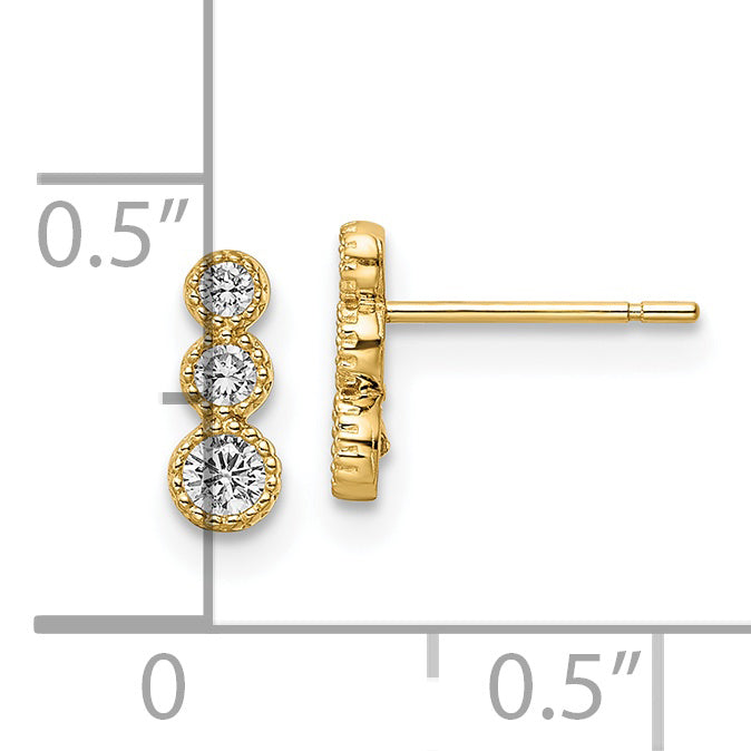 14k CZ Post Earrings